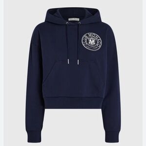 CLUB MONACO Cropped Crest Hoodie Navy XS